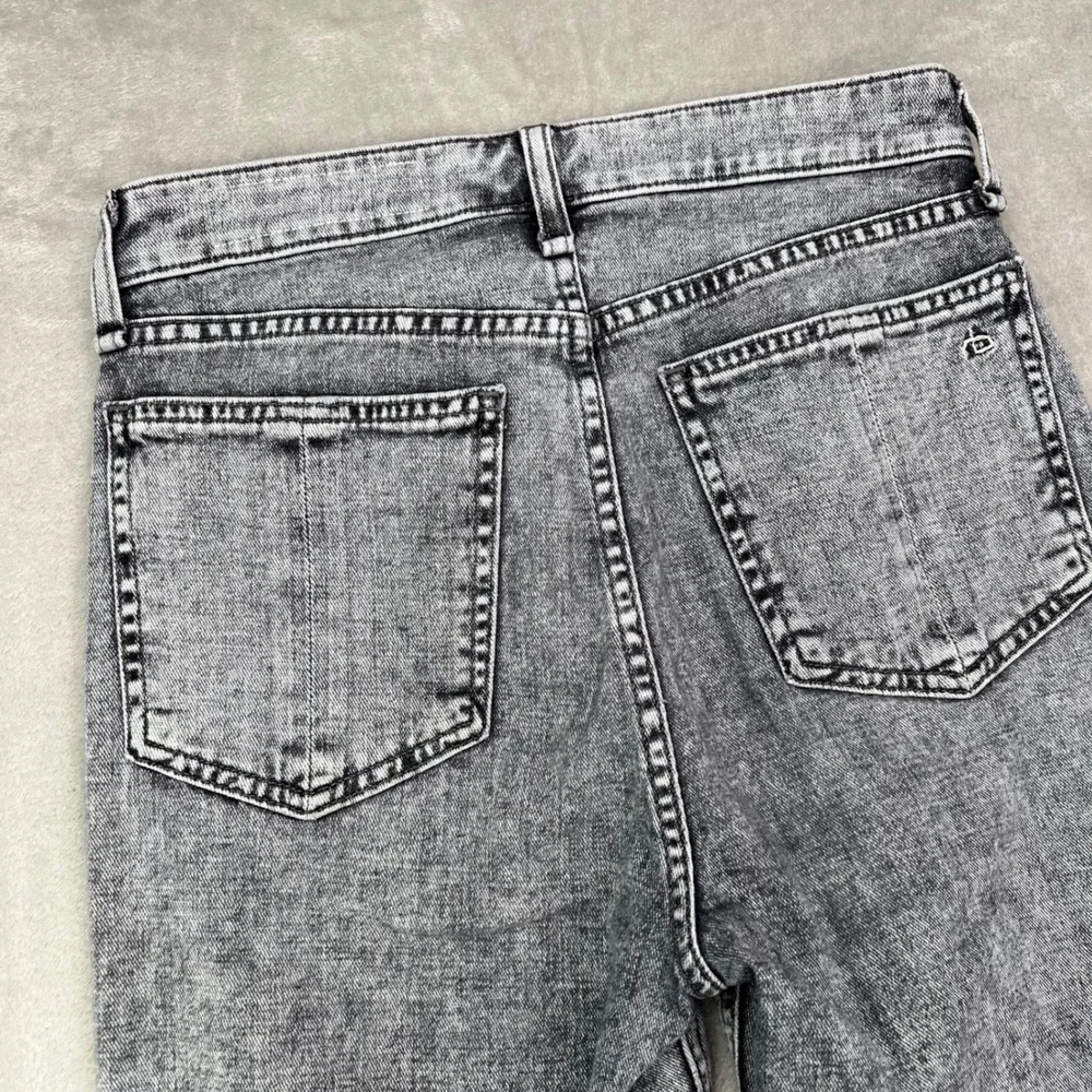 Rag & Bone Nina High-Rise Ankle Cigarette Jeans Womens 25 Grey Acid Wash Stretch